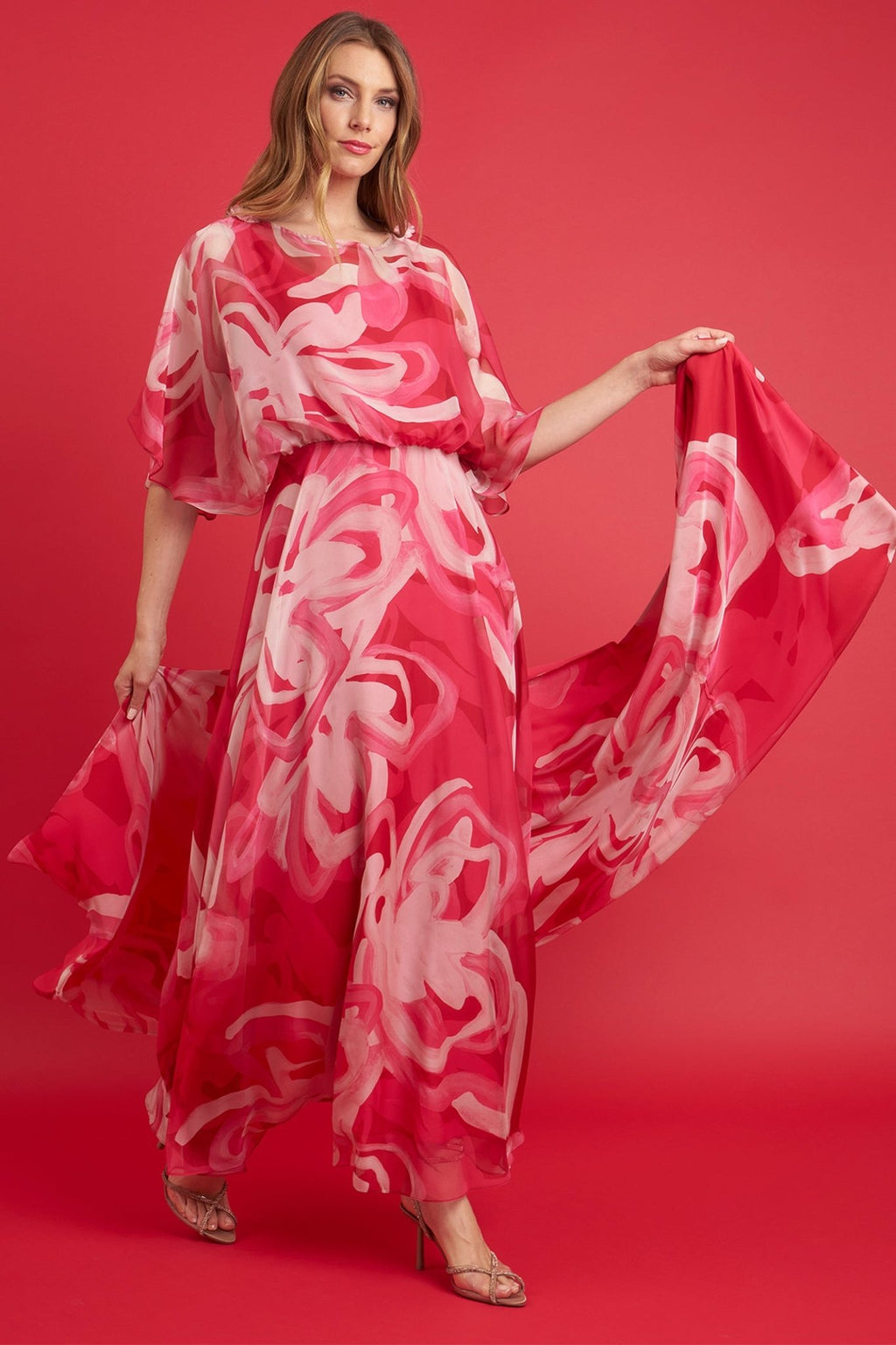 Ten Ways To Be TF348815498 Caramello Maxi Pink Floral Dress - Dotique