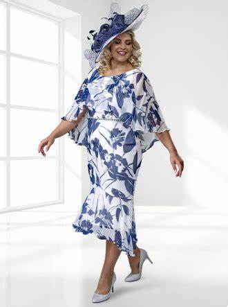 Veromia DU520 Ivory/Navy blue and white mother of the bride dotique