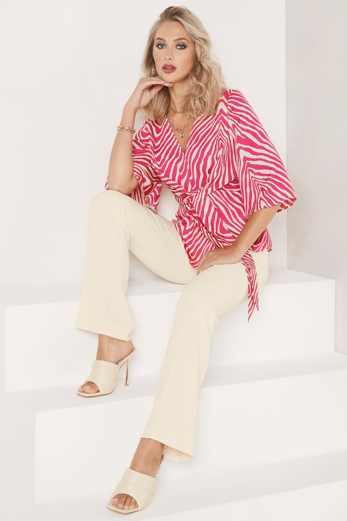 Tia 71305 7054 13 Cream Pull-On Trousers - Dotique
