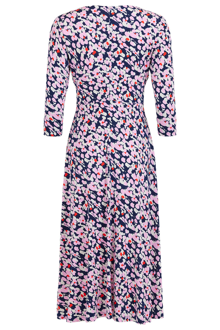 Tia 78548 7816 51 Navy Pink Abstract Floral Print Dress - Dotique