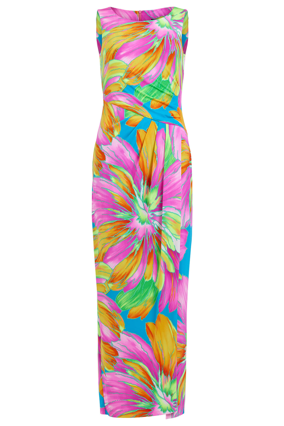 Tia 78601 7818 Pink Multicolour Print Sleeveless Maxi Dress - Dotique