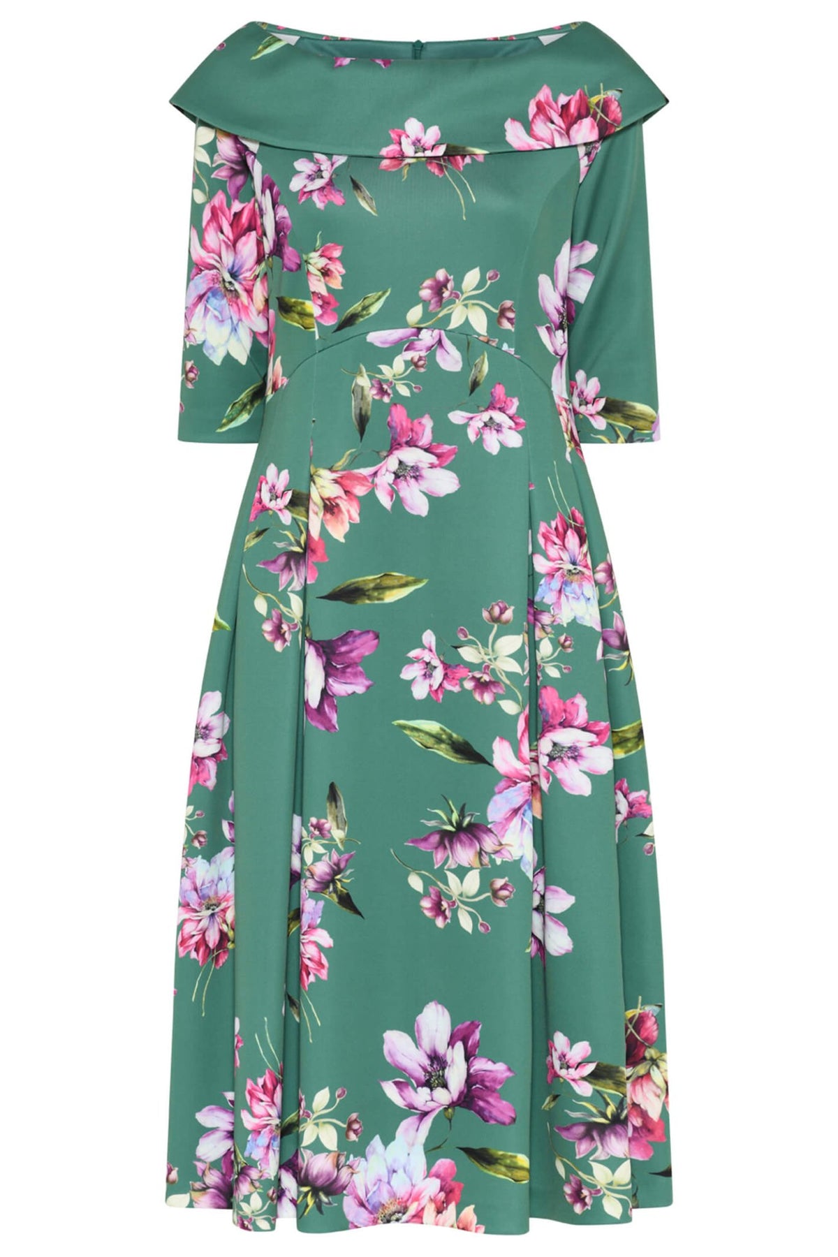 Tia 78694-7738 80 Jade Green Floral Print Occasion Dress - Dotique