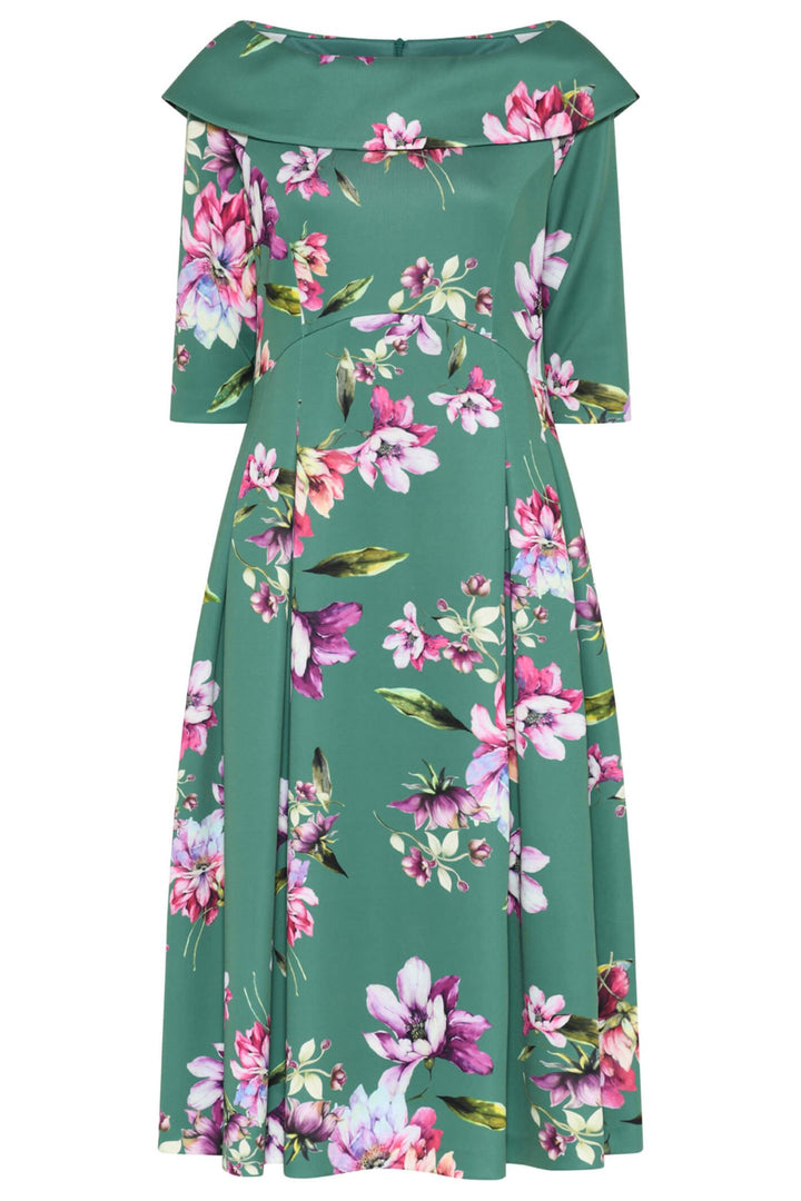 Tia 78694-7738 80 Jade Green Floral Print Occasion Dress - Dotique
