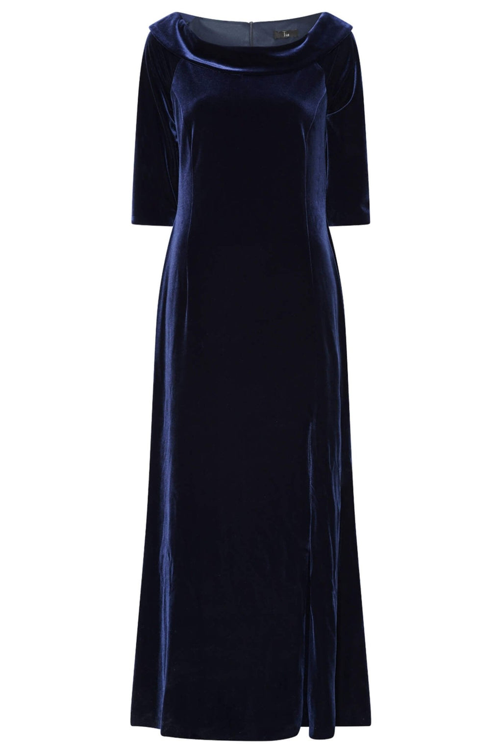 Tia 78735 Navy Velvet Long Evening Dress - Dotique Chesterfield