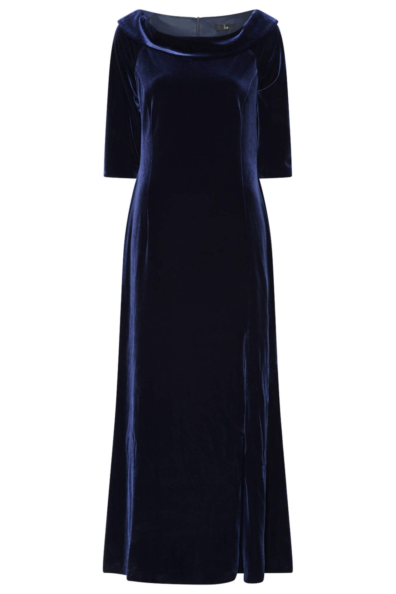 Tia 78735 Navy Velvet Long Evening Dress - Dotique Chesterfield