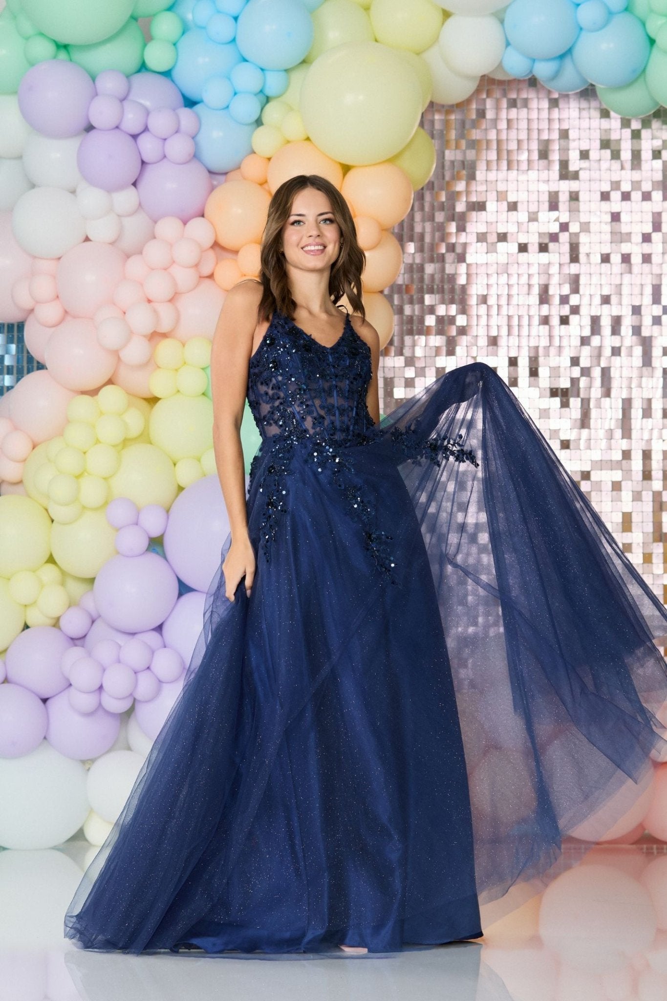 Tiffanys Anna Navy Prom Dress - Dotique - Tiffanys