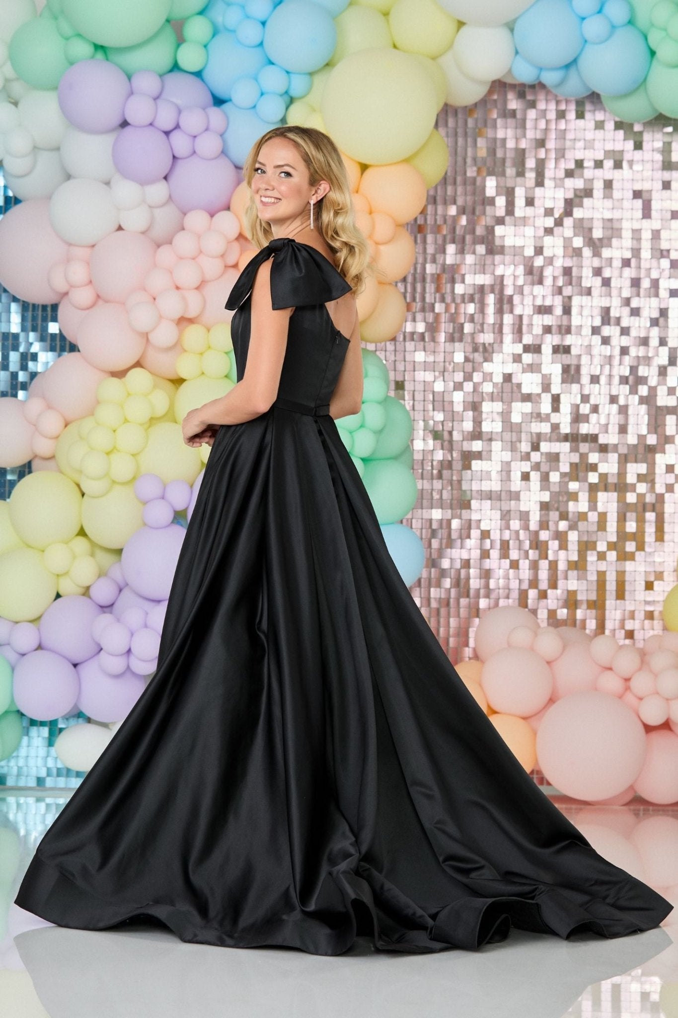 Tiffanys Black Precious One Shoulder Prom Dress 4