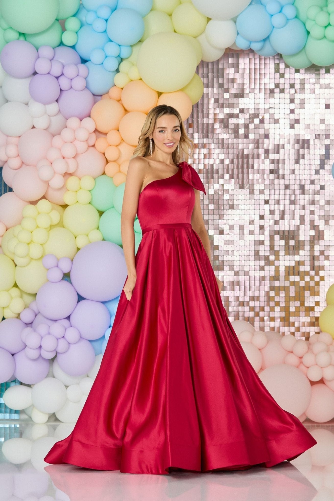 Tiffanys Cherry Red Precious One Shoulder Prom Dress1