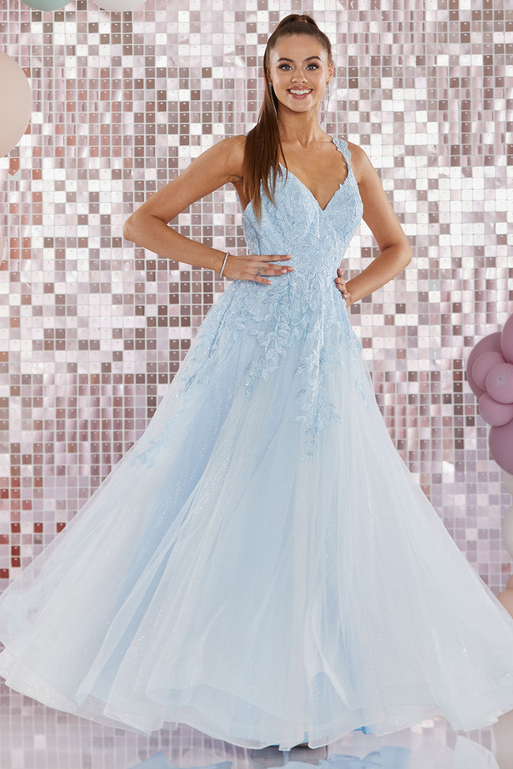 Tiffanys Prom Hanna Pale Blue Low Back Prom Dress - Dotique Chesterfield