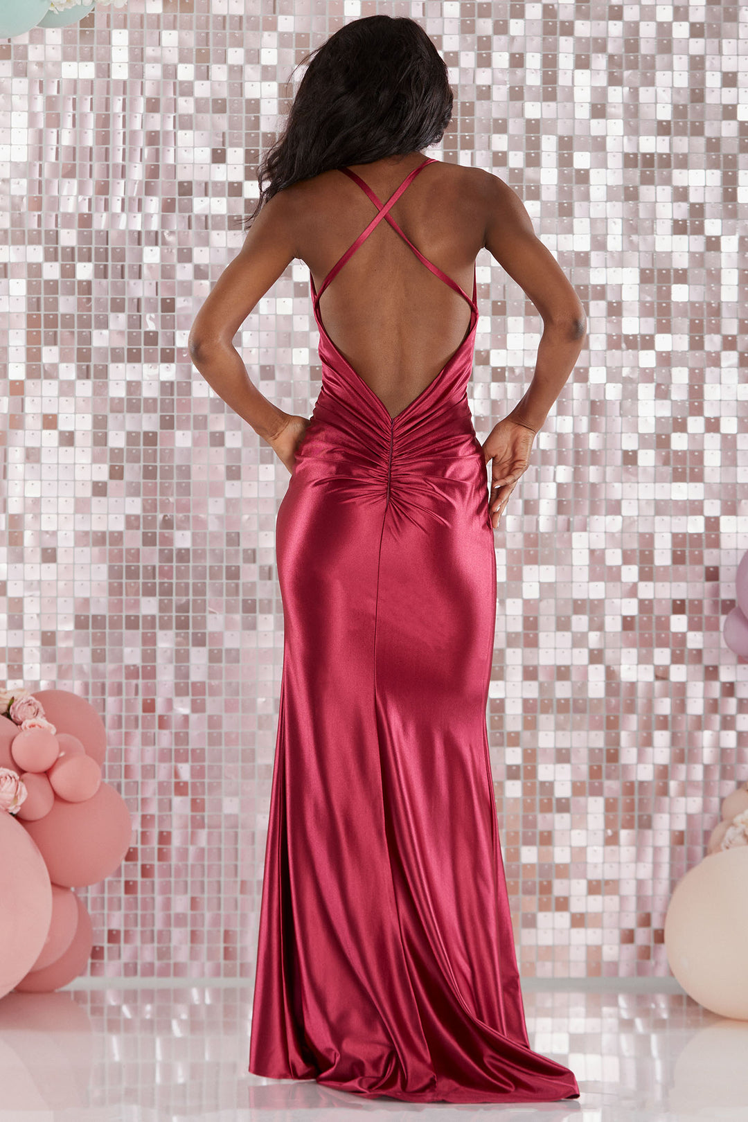 Tiffanys Prom Morley Magenta Pink Plunge Neck Prom Dress - Dotique Chesterfield