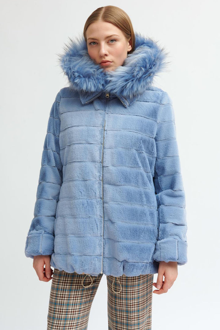 Tinta 3725713 Fisterra Blue Print Plush Reversible Coat - Dotique