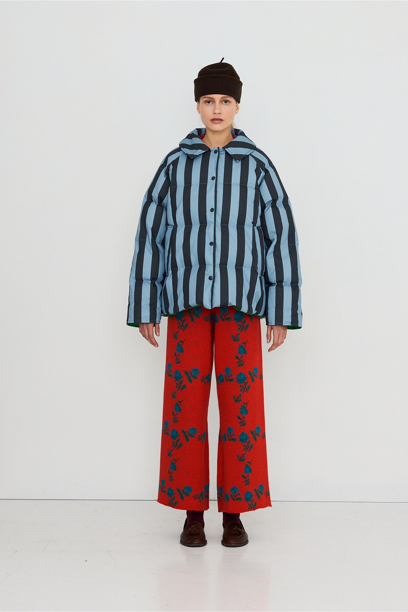 Tiny Big Sister Blue Striped Medium Length Jacket AW26-623