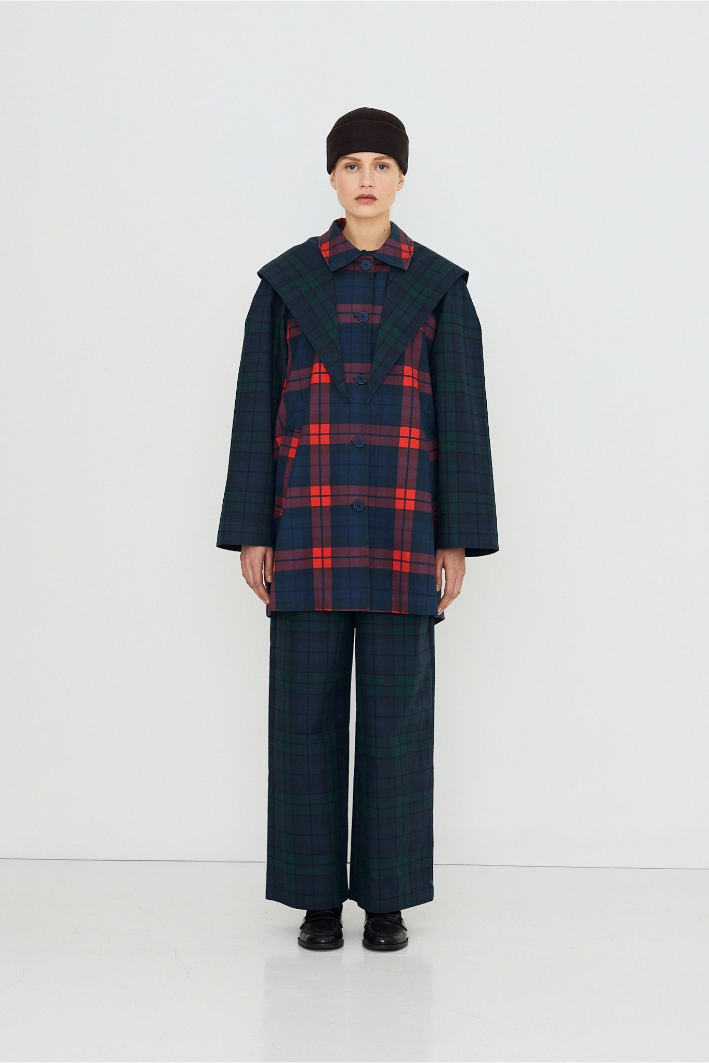 Tiny Big Sister Check Hood Trench Coat AW26-633