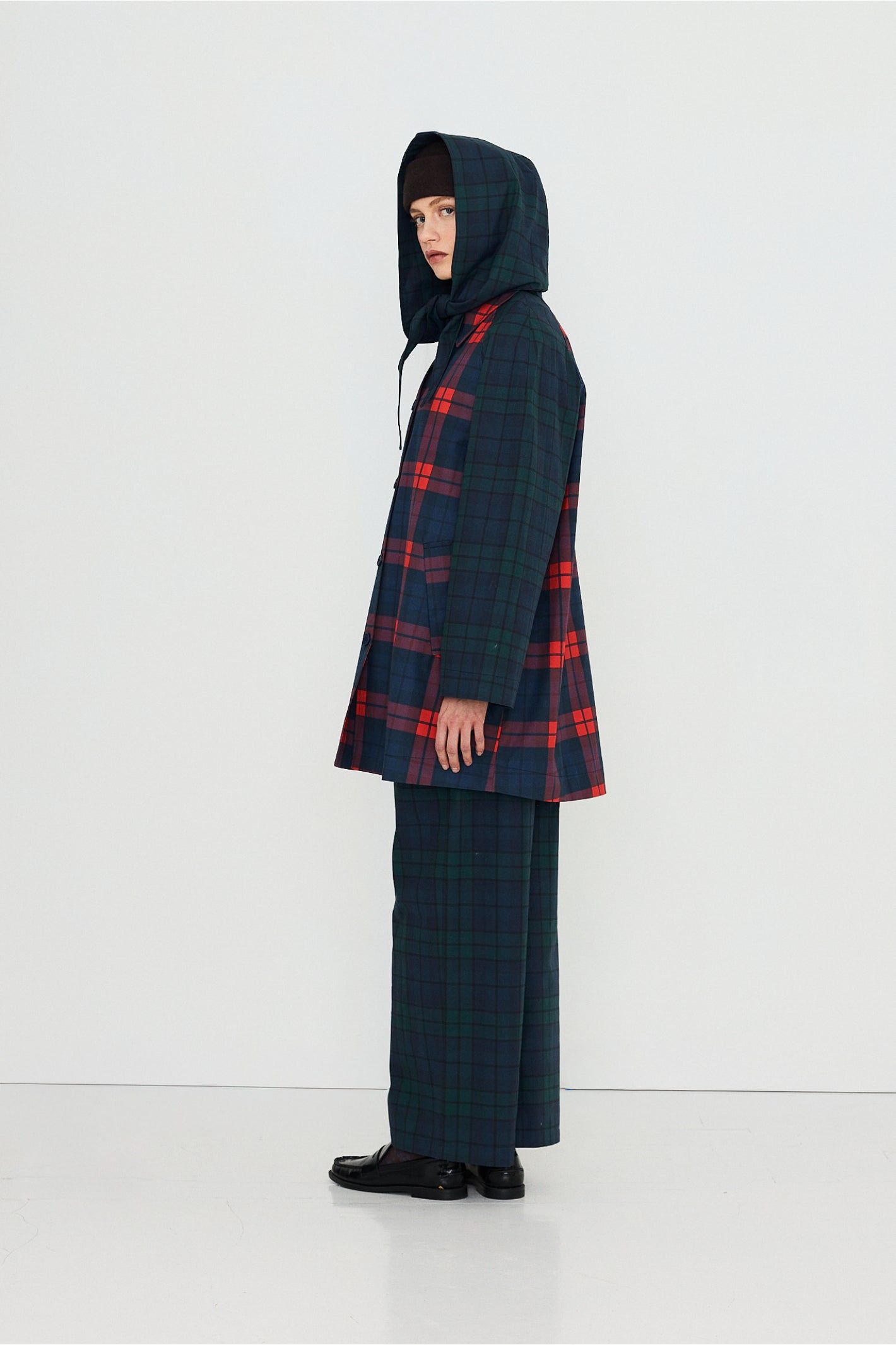 Tiny Big Sister Check Hood Trench Coat AW26-633