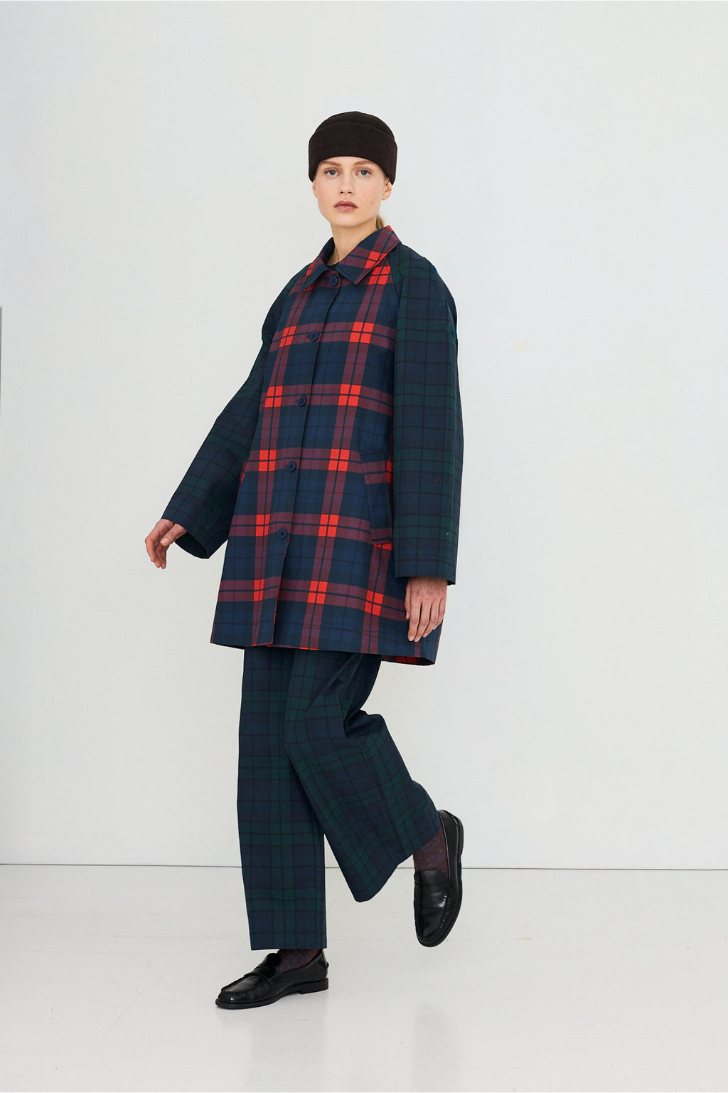 Tiny Big Sister Check Hood Trench Coat AW26-633