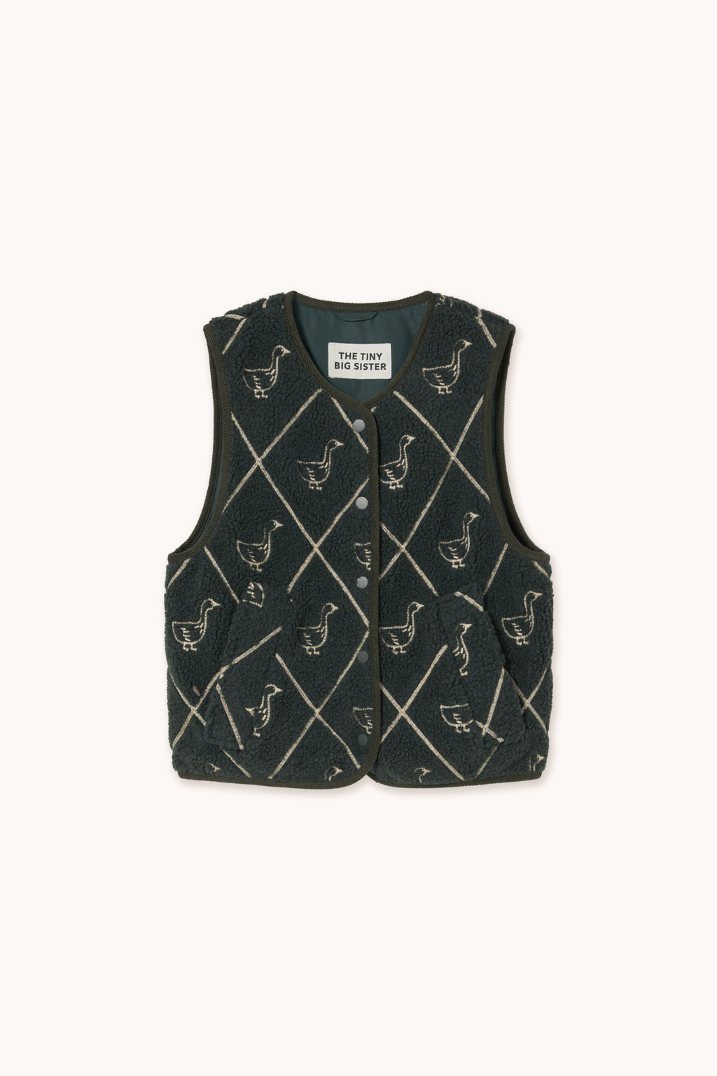 Tiny Big Sister Diamond Geese Sherpa Vest AW26-828