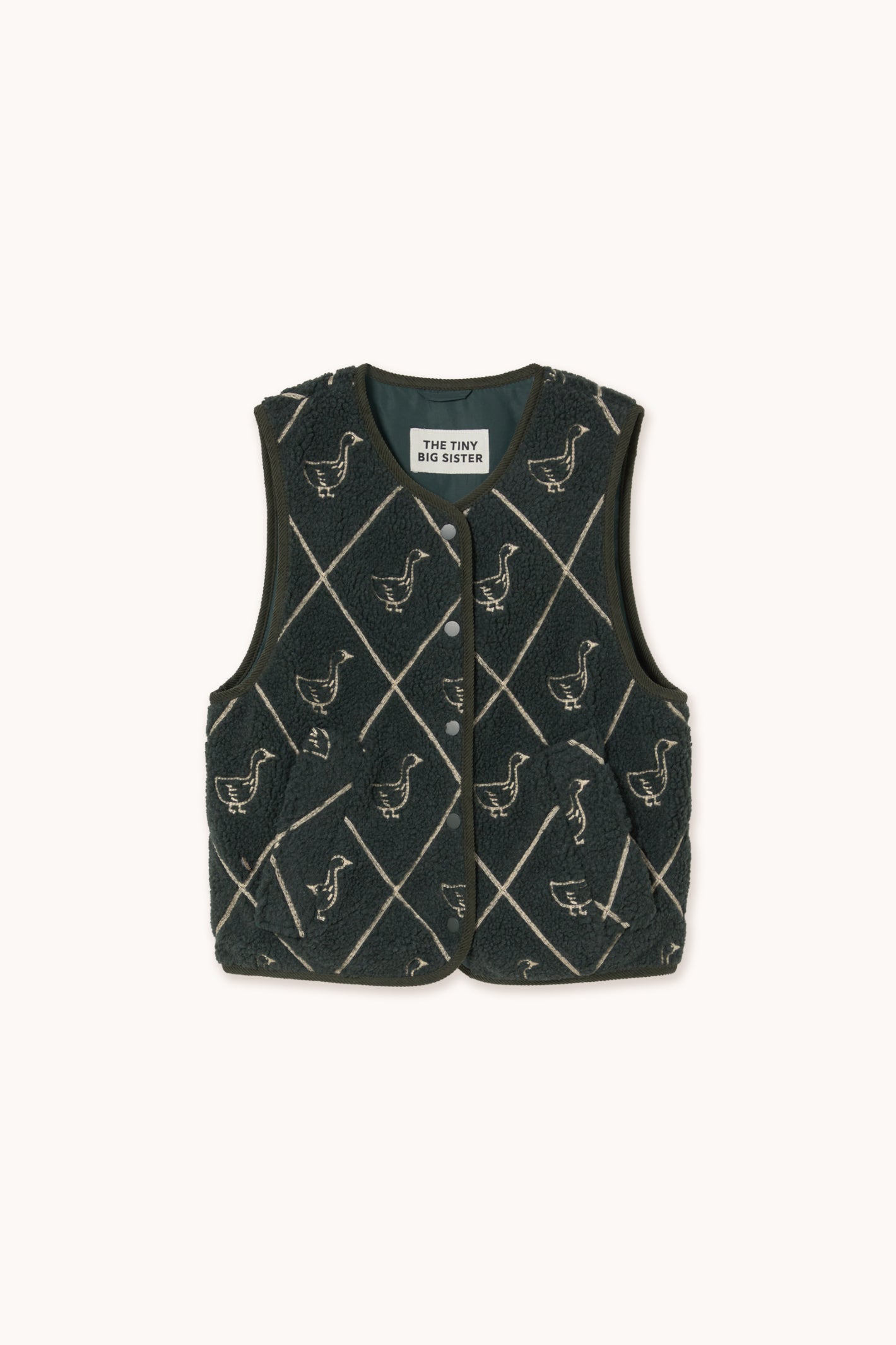 Tiny Big Sister Diamond Geese Sherpa Vest AW26-828