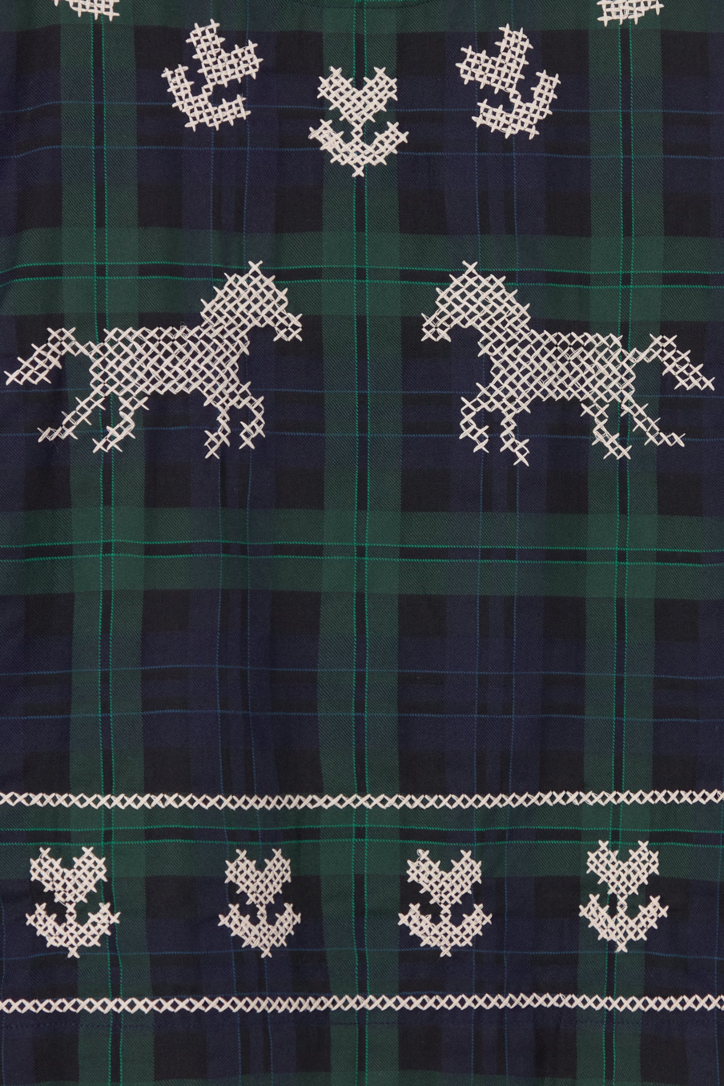 Tiny Big Sister Embroidered Check Puff Sleeves Blouse AW26-754