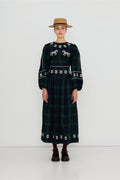 Tiny Big Sister Embroidered Check Puff Sleeves Blouse AW26-754