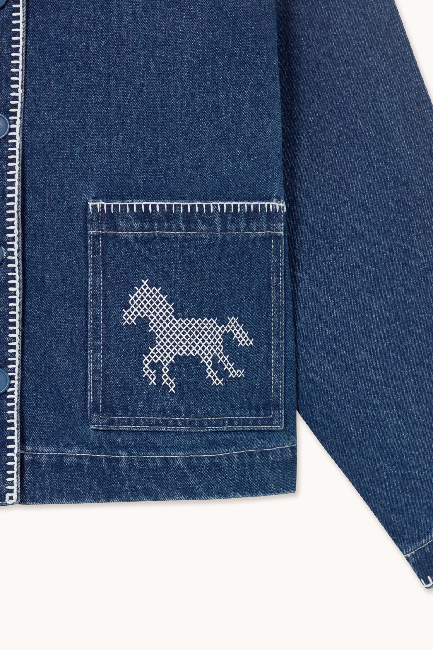 Tiny Big Sister Embroidered Horses Denim Jacket AW26-788
