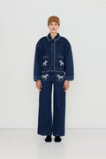 Tiny Big Sister Embroidered Horses Denim Jacket AW26-788