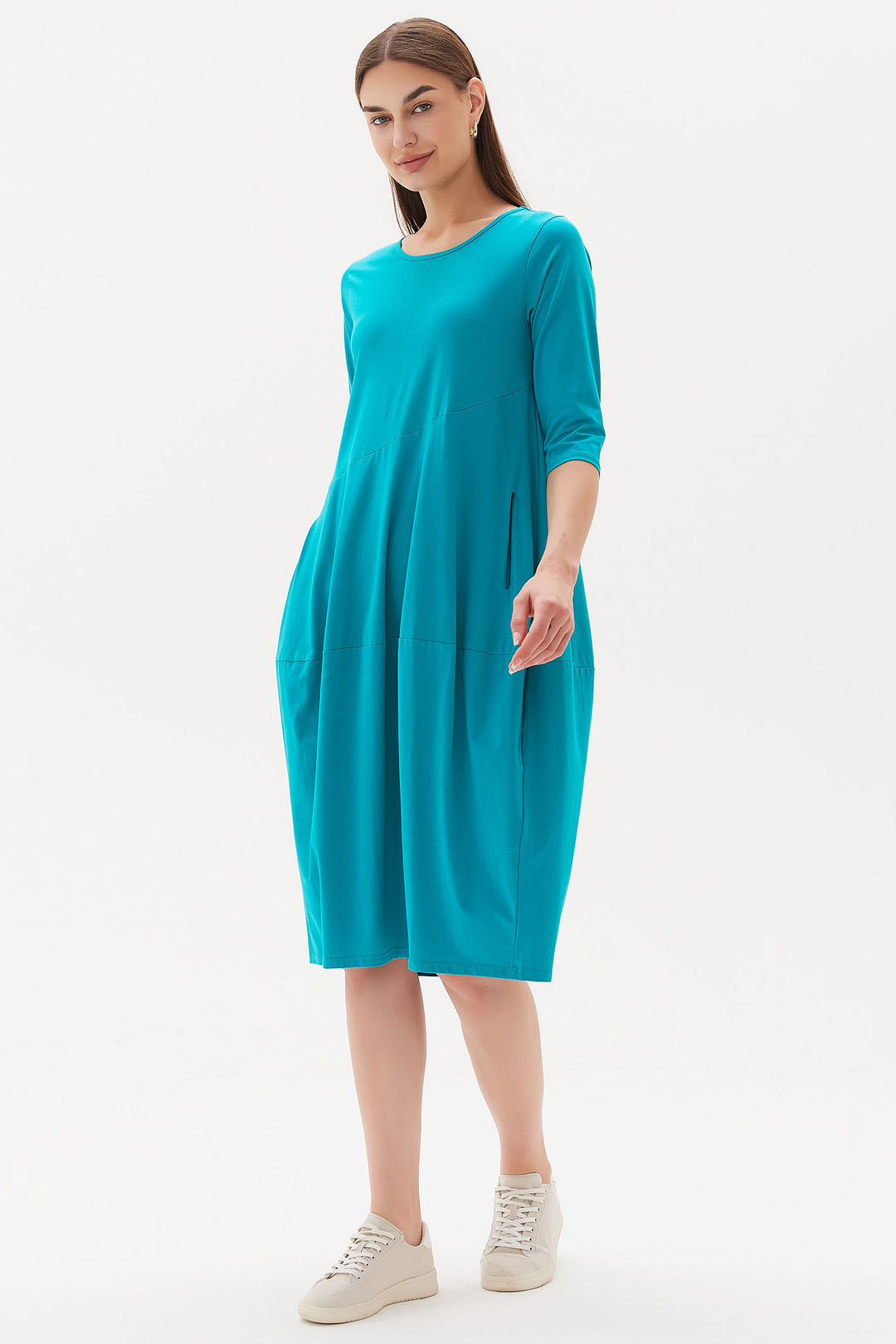 Tirelli 3103 Diagonal Seam Dress Deep Aqua - Dotique