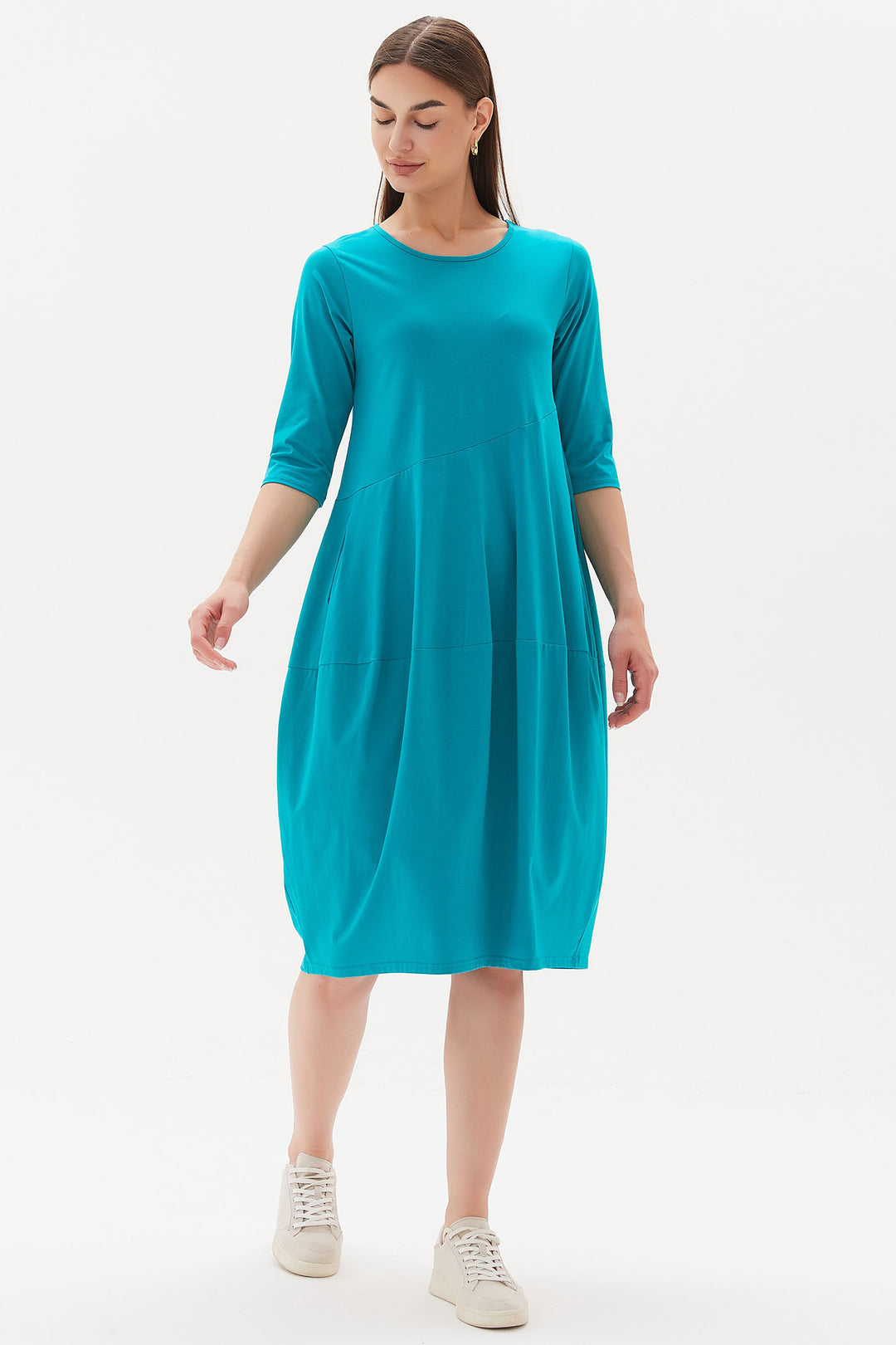 Tirelli 3103 Diagonal Seam Dress Deep Aqua - Dotique