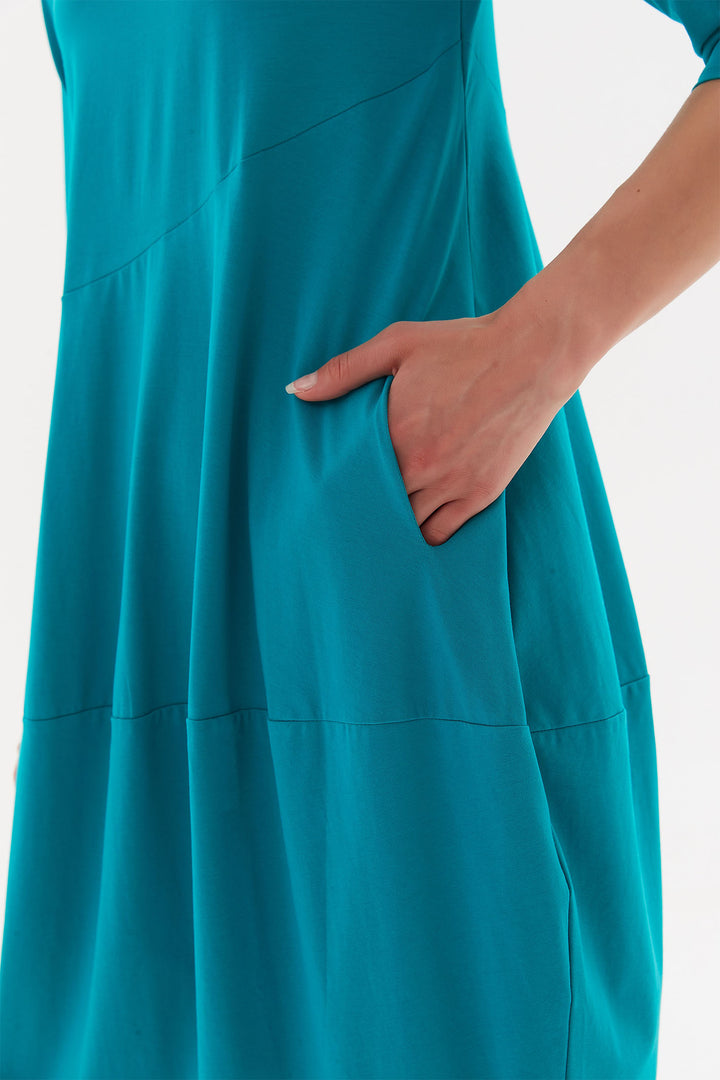 Tirelli 3103 Diagonal Seam Dress Deep Aqua - Dotique