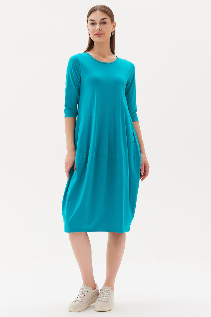 Tirelli 3103 Diagonal Seam Dress Deep Aqua - Dotique