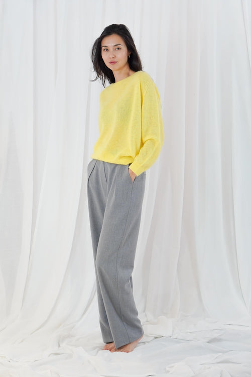 TWNS The Label Sunrise sunrise yellow crew neck jumper with a relaxed fit and long sleeves.