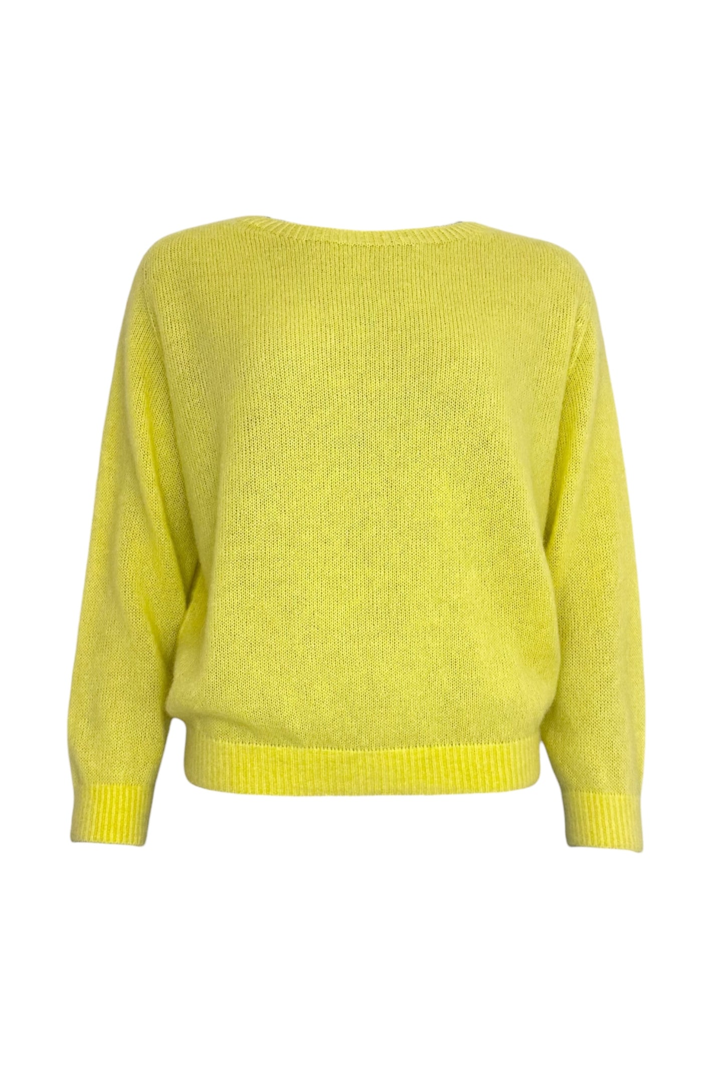 TWNS The Label Sunrise sunrise yellow crew neck jumper with a relaxed fit and long sleeves.