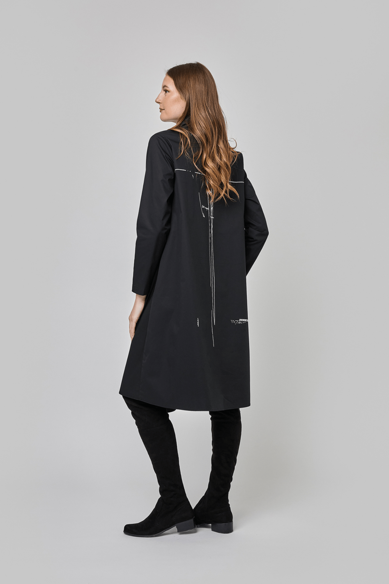 Uchuu CF25 - 005 LS Long Shirt Dress – Black - Dotique - Uchuu