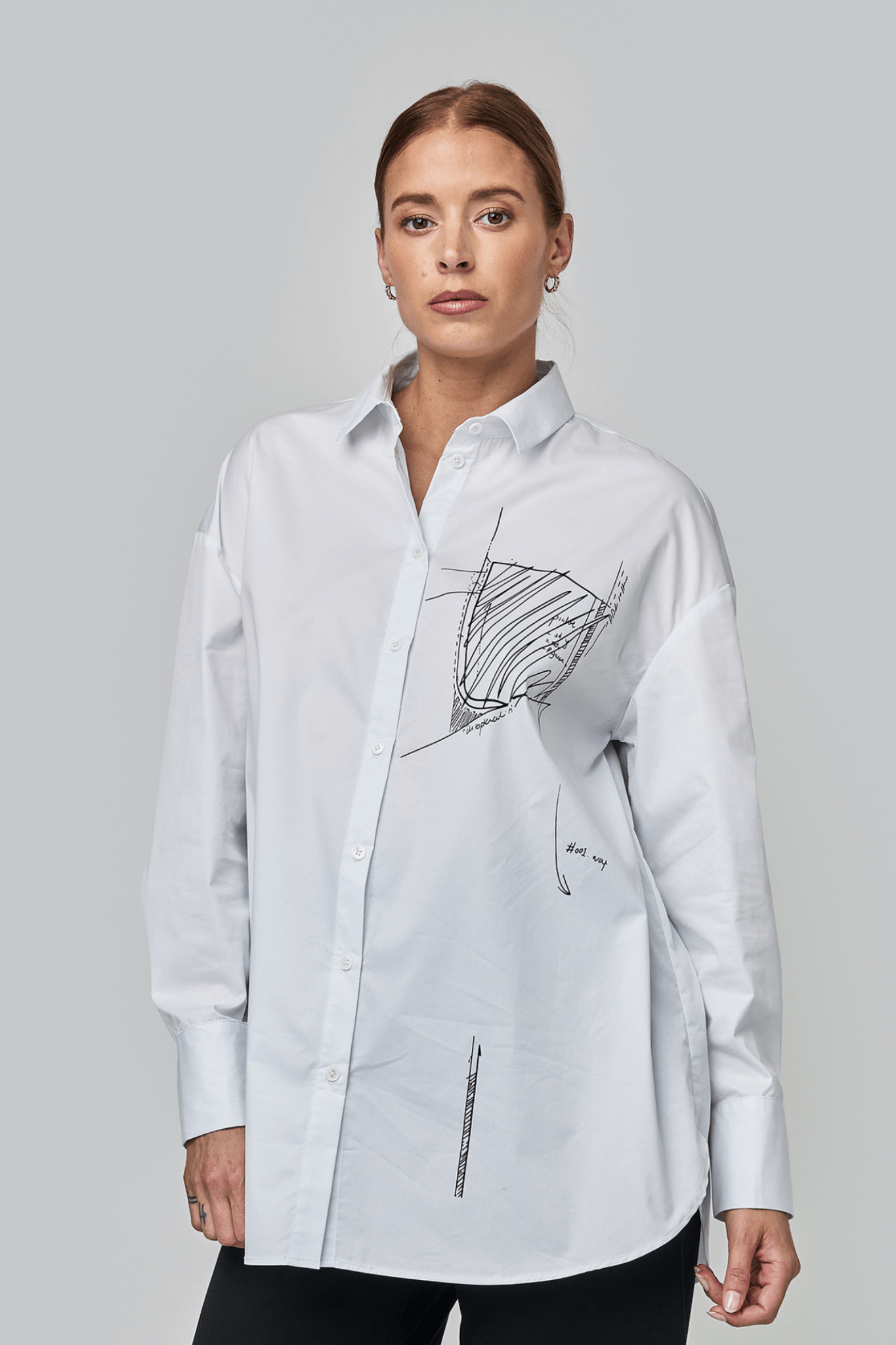 Uchuu CF25 - 609 Long Sleeve Printed White Shirt - Dotique - Uchuu