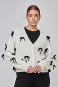 Uchuu CF25 - 901 Milk Long Sleeve Cardigan with Bows - Dotique - Uchuu