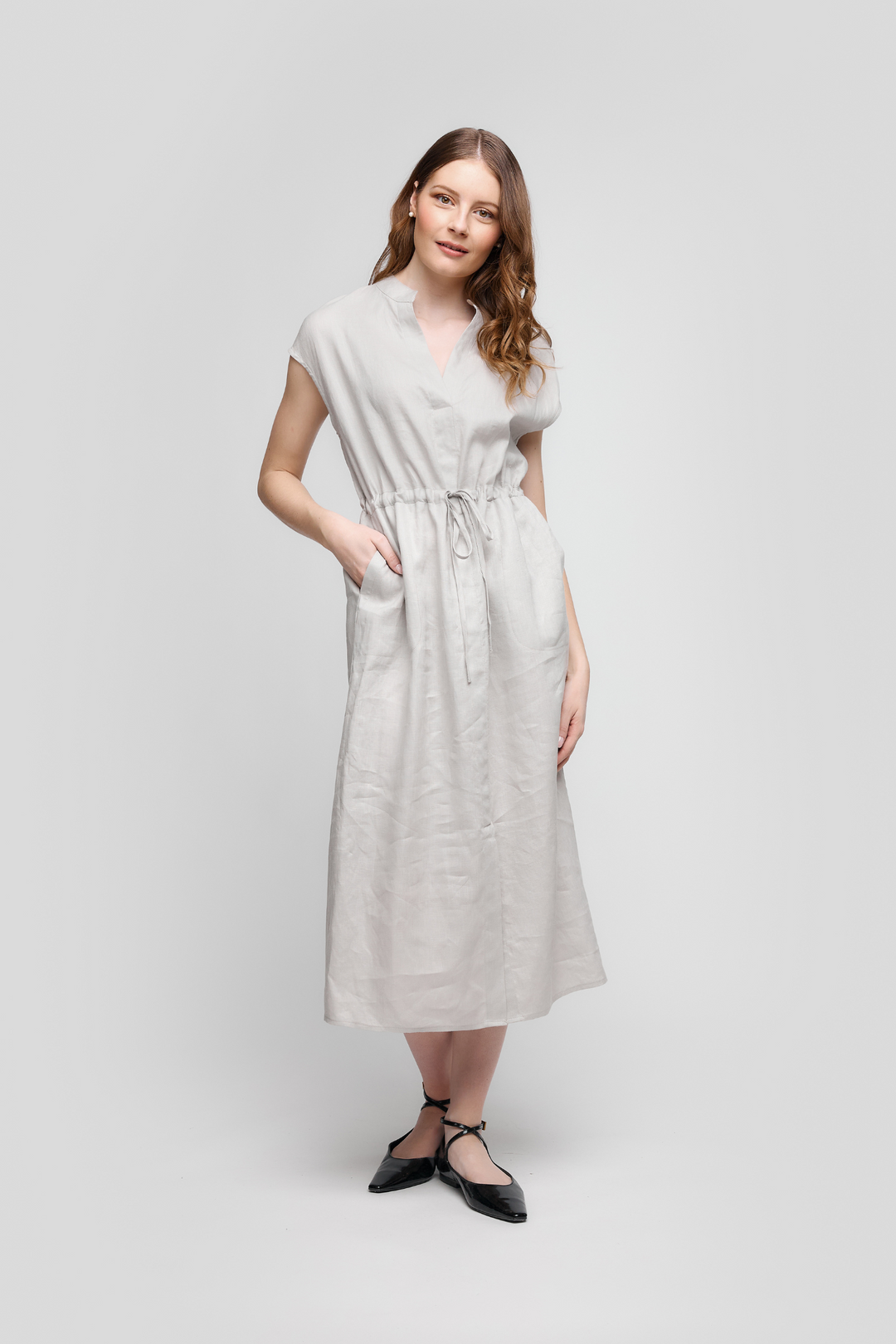 uchuu-cs25-022-grey-v-neck-linen-dress-dotique-