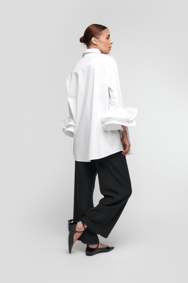 Uchuu CS25-618 White Collared Shirt with Fancy Sleeves - Dotique