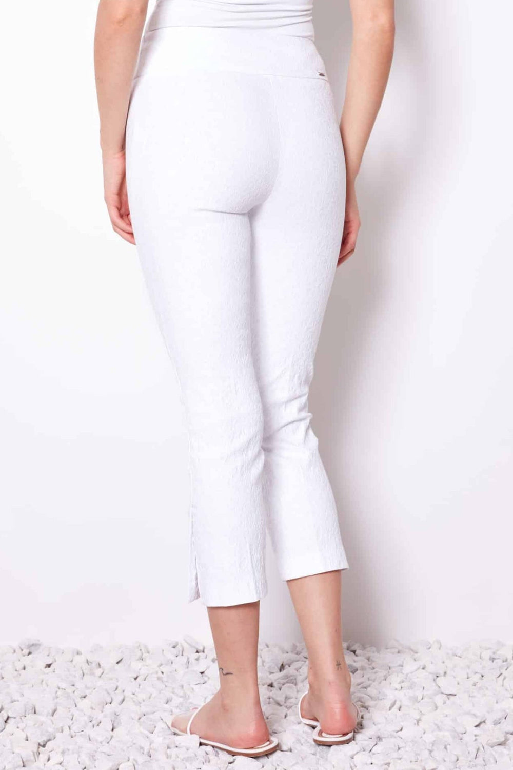 Up Pants 68445 23' Inseam White Textured Trousers - Dotique