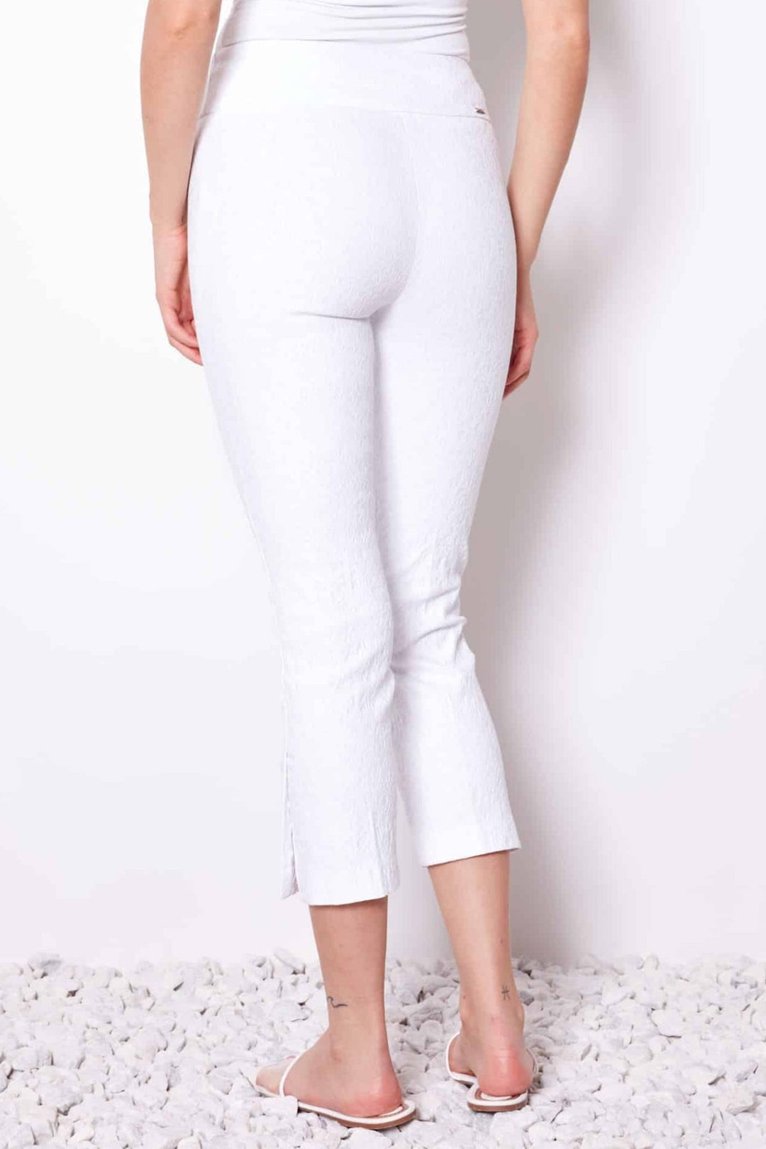 Up Pants 68445 23' Inseam White Textured Trousers - Dotique