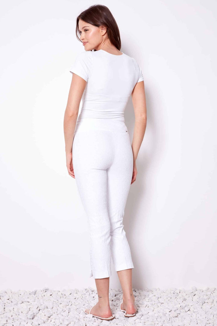 Up Pants 68445 23' Inseam White Textured Trousers - Dotique