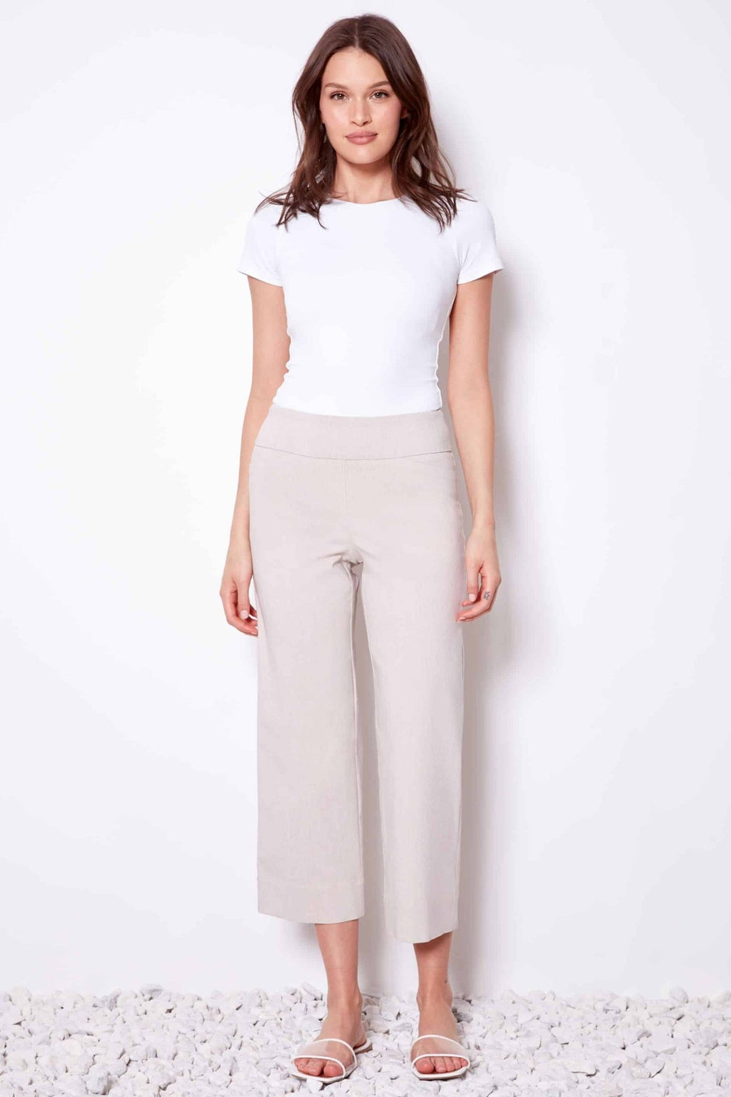 Up Pants 68446 Linen Beige Trousers (23” Inseam) - Dotique