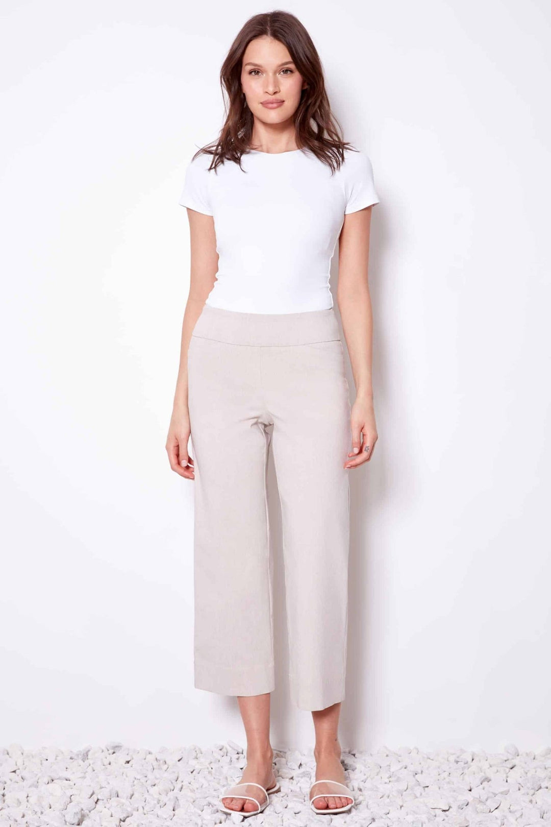 Up Pants 68446 Linen Beige Trousers (23” Inseam) - Dotique