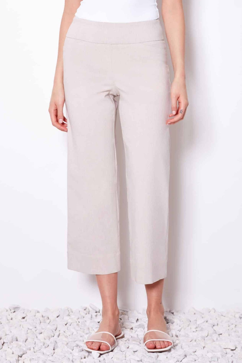 Up Pants 68446 Linen Beige Trousers (23” Inseam) - Dotique