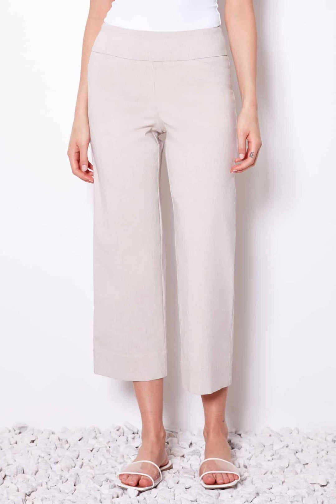 Up Pants 68446 Linen Beige Trousers (23” Inseam) - Dotique