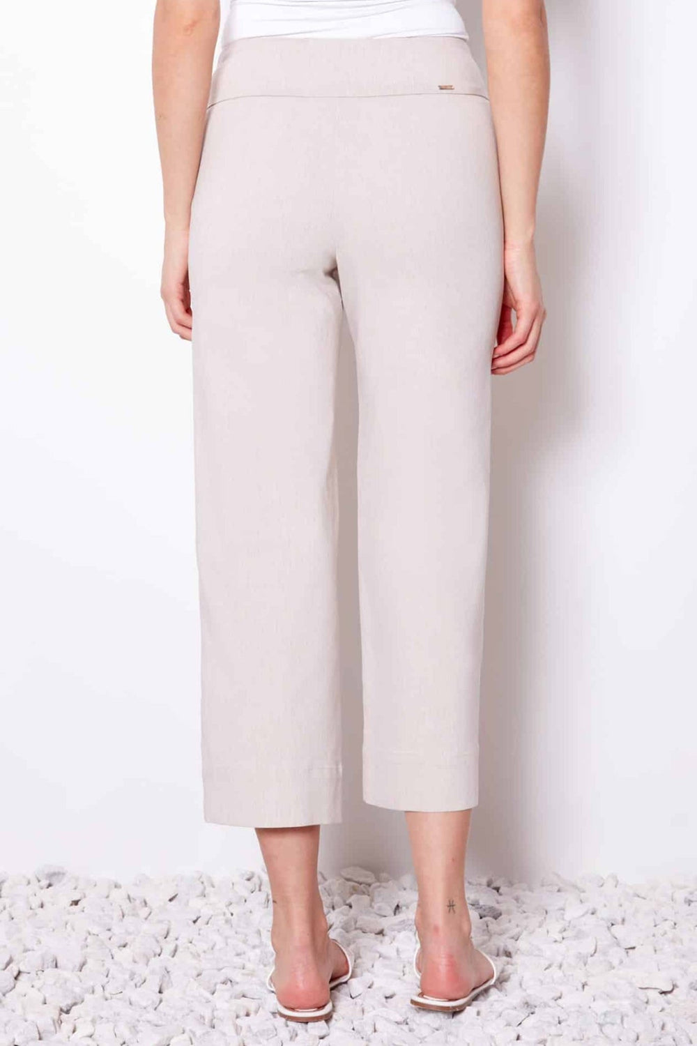 Up Pants 68446 Linen Beige Trousers (23” Inseam) - Dotique