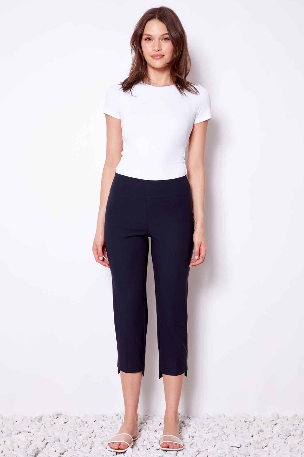 Up Pants Inverted Cuff Crop Navy Trousers 68073 - Dotique - Up Pants