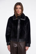 Rino & Pelle Danisha Studded Faux Fur Jacket Black 7002612