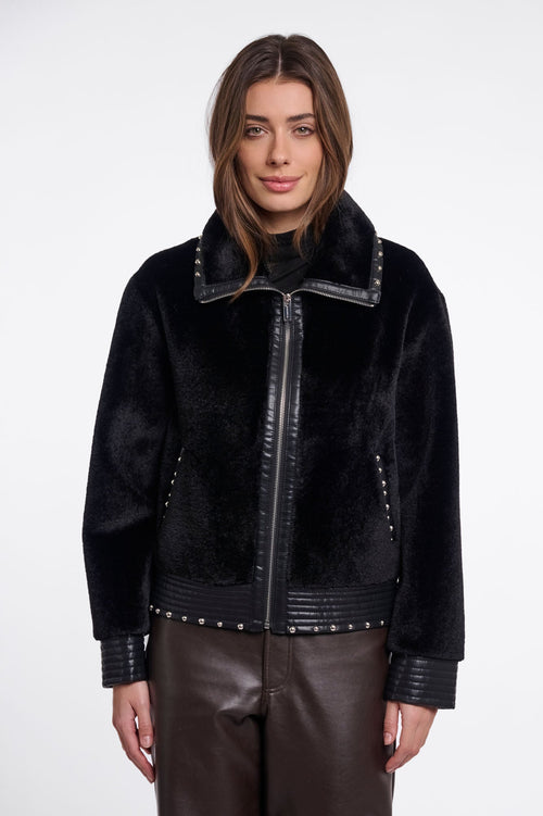 Rino & Pelle Danisha Studded Faux Fur Jacket Black 7002612