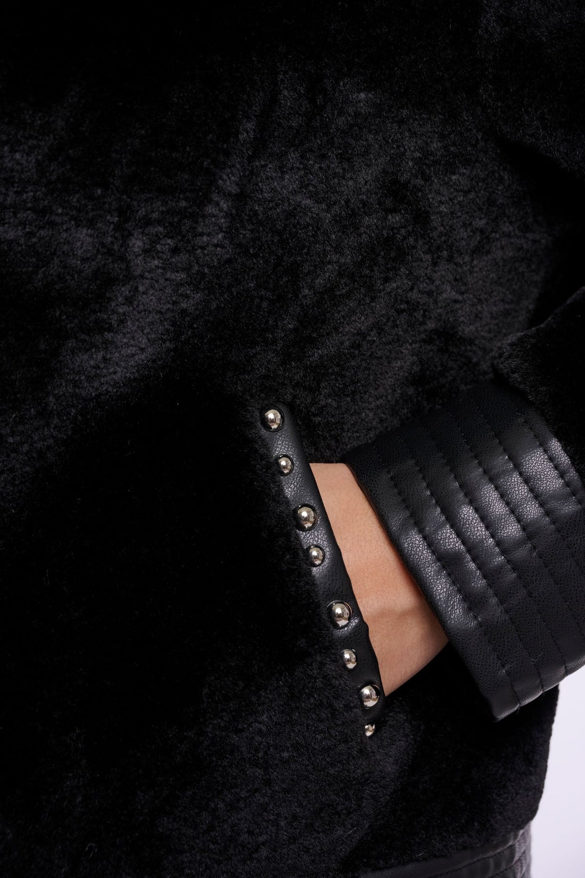 Rino & Pelle Danisha Studded Faux Fur Jacket Black 7002612