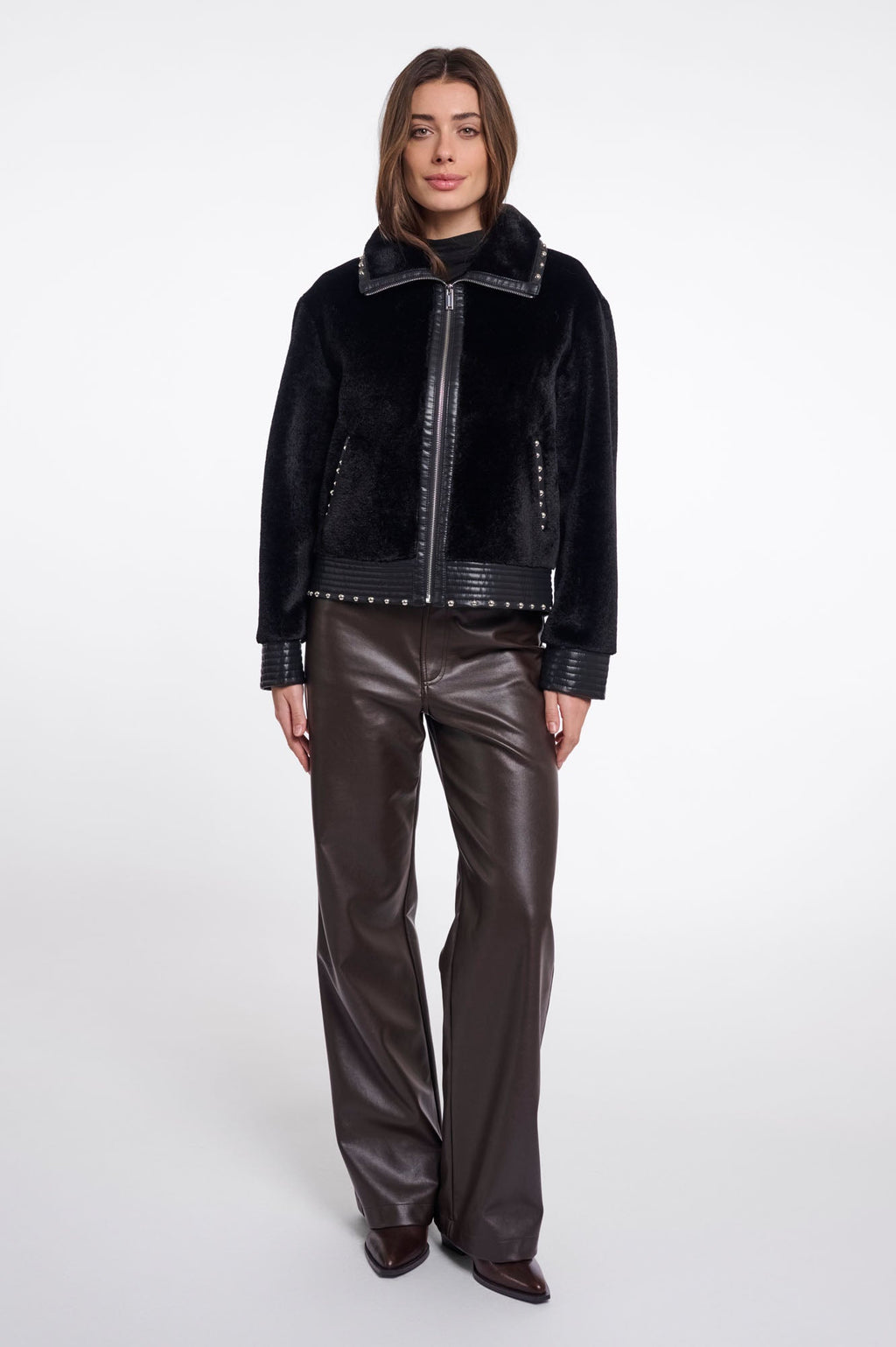 Rino & Pelle Danisha Studded Faux Fur Jacket Black 7002612