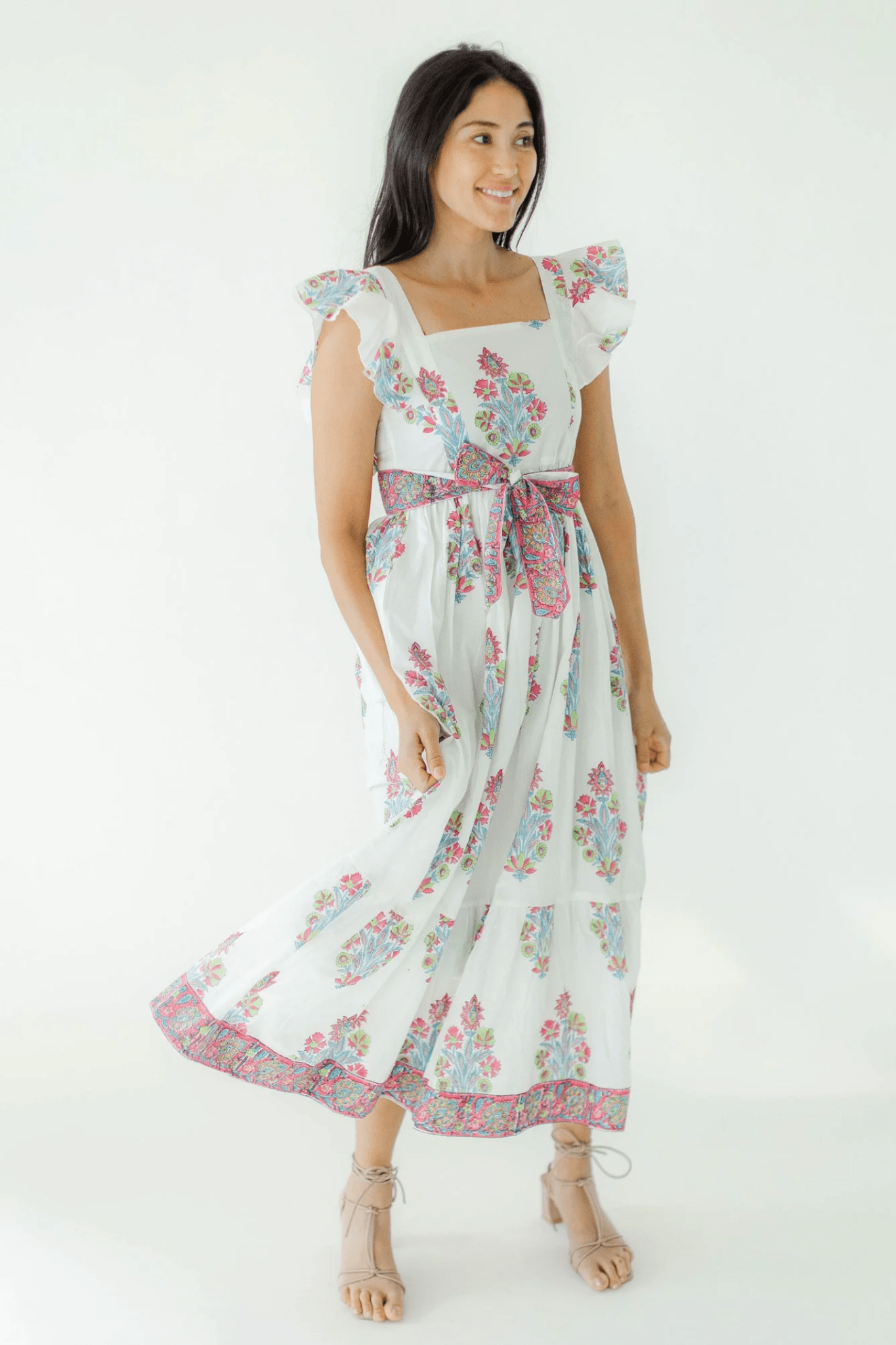 Victoria Dunn Sutton Lemon Drop Block Print Cotton Summer Dress - Dotique